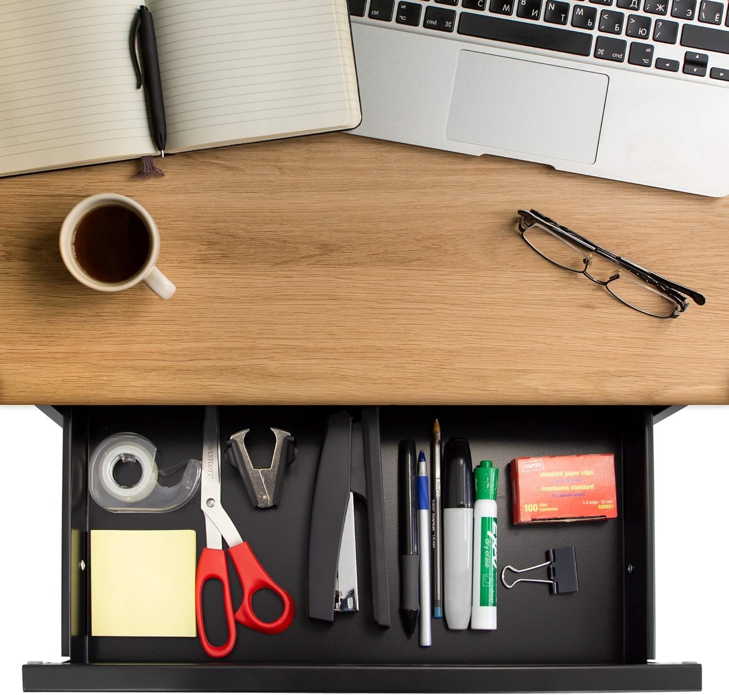 image:imageMountIt Hidden Under Desk PullOut Drawer with Shelf HeavyDuty Steel Under Table Storage Organizer Smooth Slide Track Fits Desks Over 071 Thick 11 lb CapacityLockable