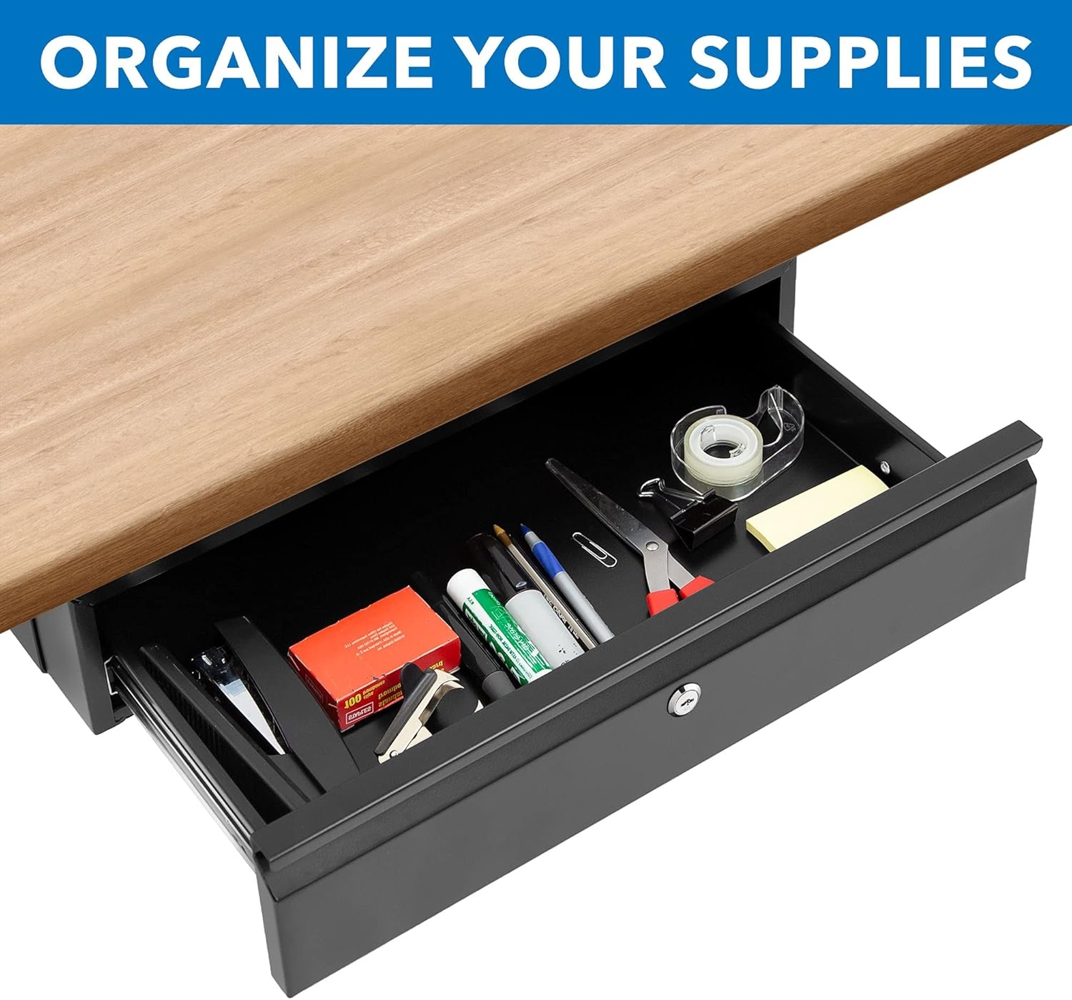 image:imageMountIt Hidden Under Desk PullOut Drawer with Shelf HeavyDuty Steel Under Table Storage Organizer Smooth Slide Track Fits Desks Over 071 Thick 11 lb CapacityLockable