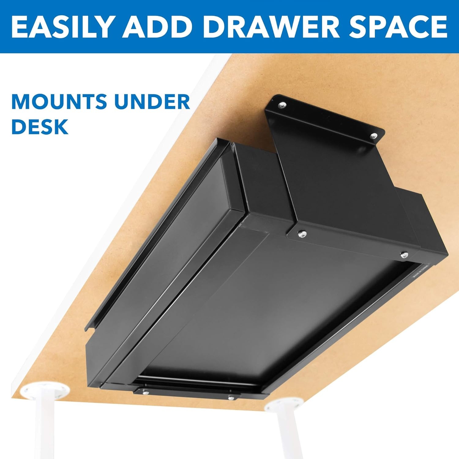 image:imageMountIt Hidden Under Desk PullOut Drawer with Shelf HeavyDuty Steel Under Table Storage Organizer Smooth Slide Track Fits Desks Over 071 Thick 11 lb CapacityTall