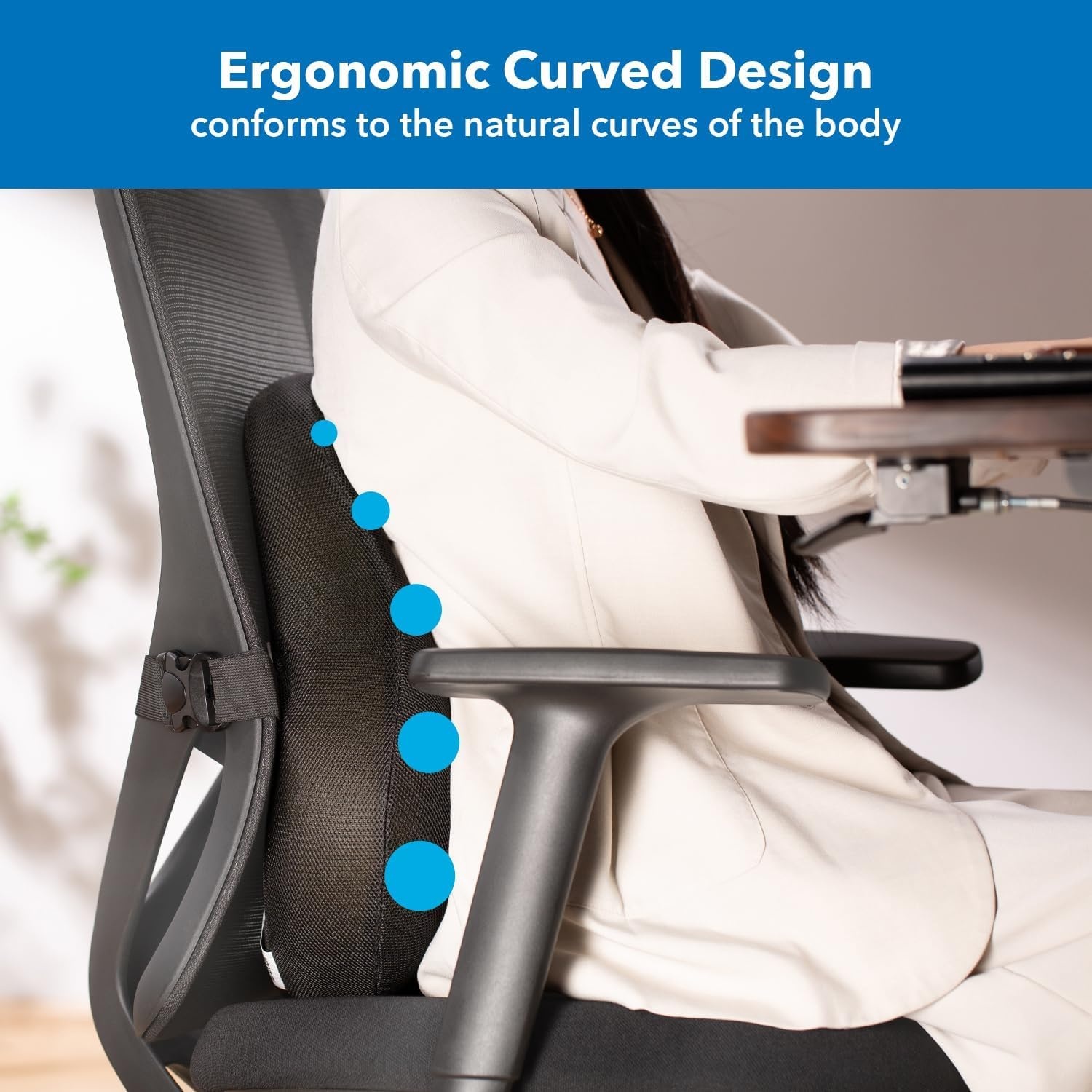 image:imageMountIt Office Chair Cushion Lumbar Support Pillow for Office Chair Back Support for Work Office Gaming with Memory Foam Filling for Back Pain Relief Improve Posture Black with Washable Cover17 x 15