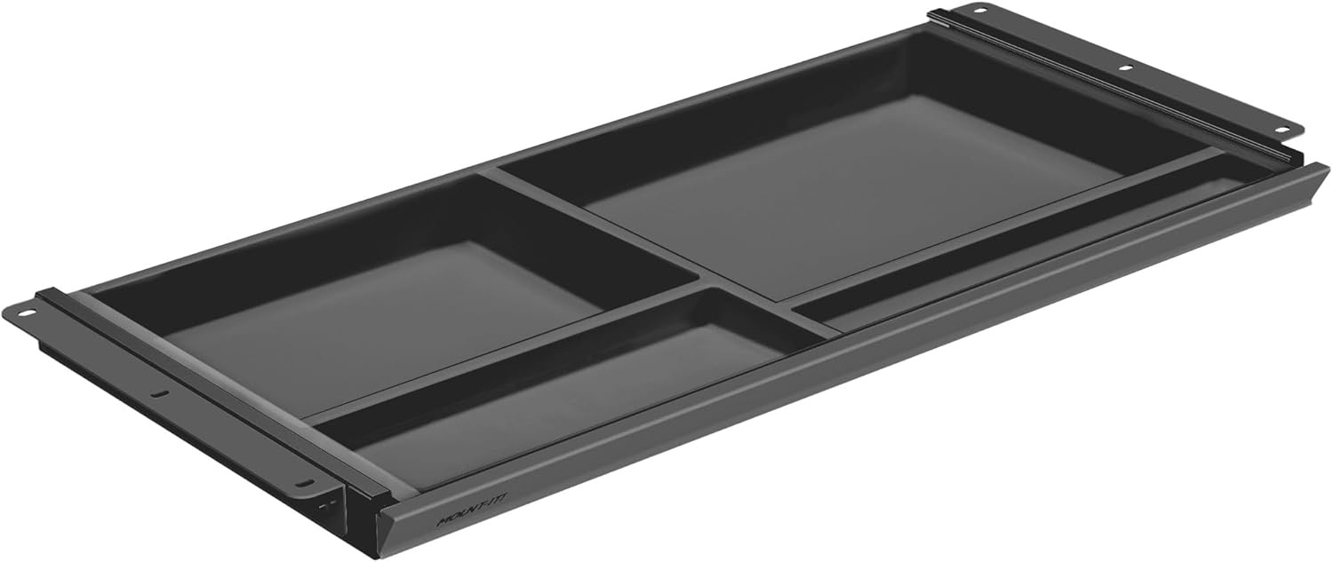 image:imageMountIt Under Desk Drawer with 4 Compartments Deep LowProfile SlideOut Storage Organizer 258 x 125 x 16 Smooth Glide PullOut Tray for Traditional amp Single Motor Standing Desks WhiteBlack