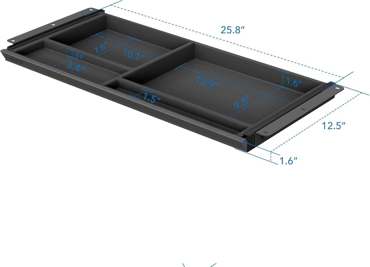 image:imageMountIt Under Desk Drawer with 4 Compartments Deep LowProfile SlideOut Storage Organizer 258 x 125 x 16 Smooth Glide PullOut Tray for Traditional amp Single Motor Standing Desks WhiteBlack