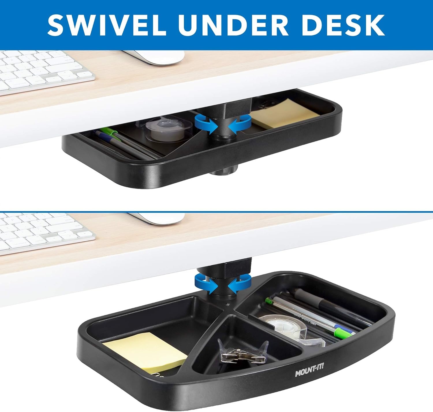 image:imageMountIt Under Desk Mounted Drawer Swivel Under Desk Tray for Paper Clip Pen and Other Office Supplies Attachable Small Under Counter Drawer for Tables and WorkbenchesStorage tray
