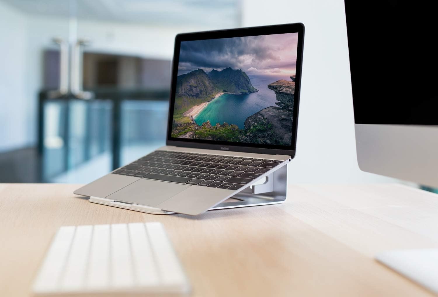 image:imageMountIt Vertical Laptop Stand for Desk 2in1 Aluminum Laptop Holder amp Angled Riser for 1115 Inch Laptops SpaceSaving Laptop Dock for External Monitor Setup Silver