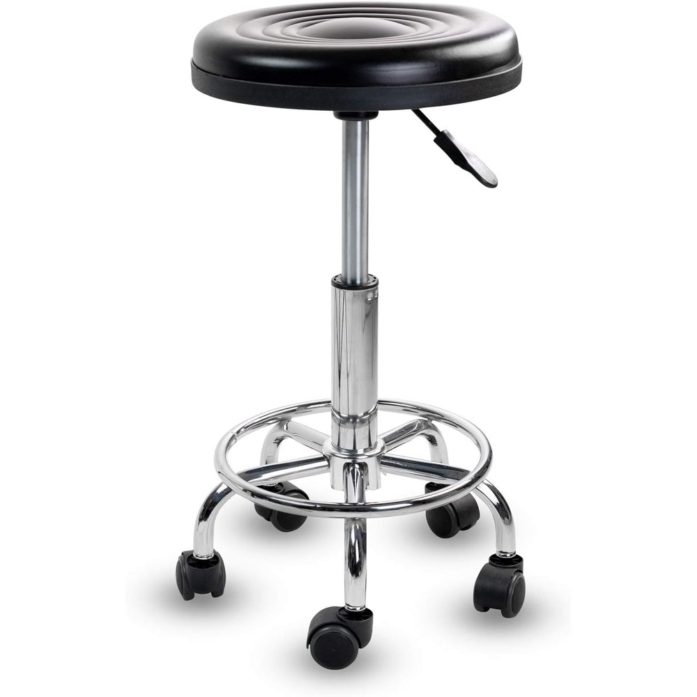 image:imageMountIt Adjustable Rolling Stool with Wheels Swivel Backless Doctor Stool Hydraulic Seat for Salon Spa Tattoo Garage Medical Office Desk 181 to 236 Height 250 lb Capacity Black