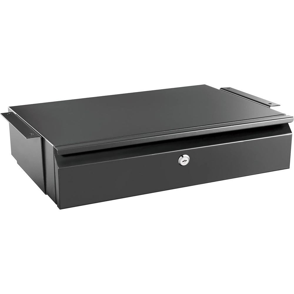 image:imageMountIt Hidden Under Desk PullOut Drawer with Shelf HeavyDuty Steel Under Table Storage Organizer Smooth Slide Track Fits Desks Over 071 Thick 11 lb CapacityLockable