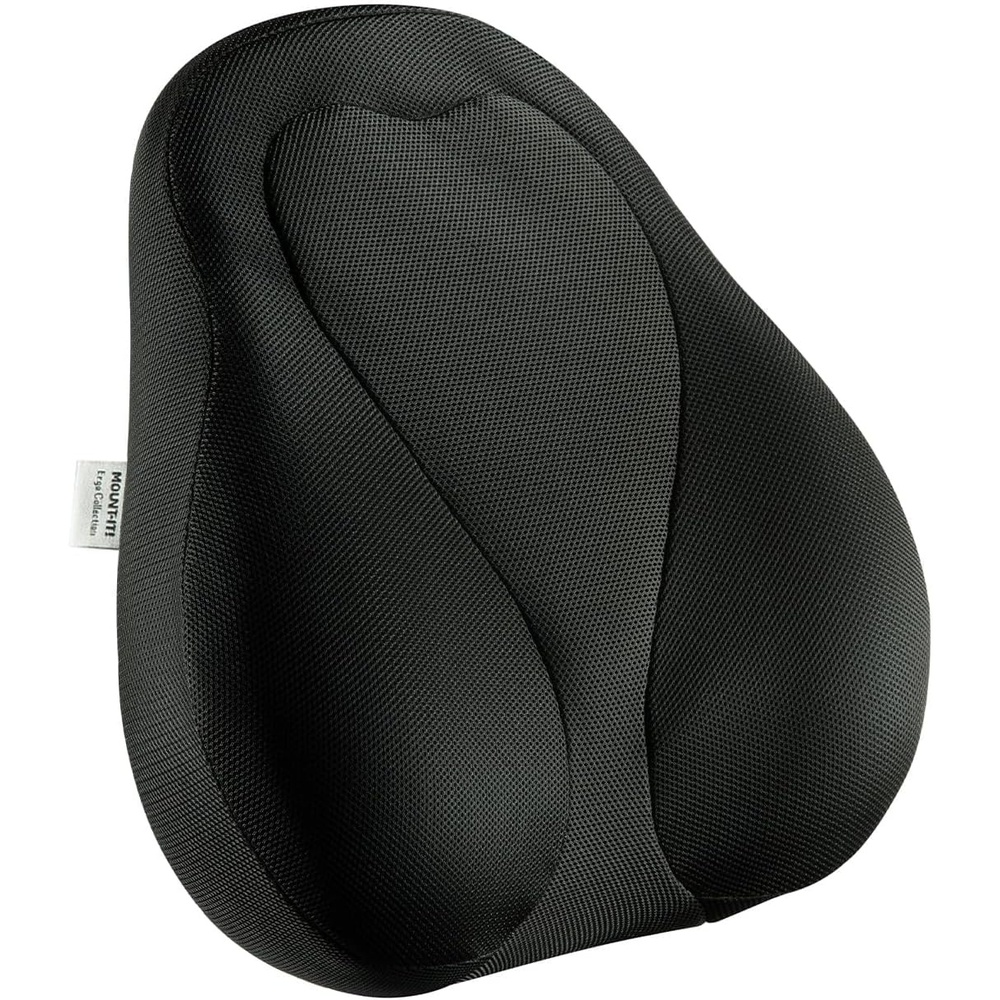 image:imageMountIt Office Chair Cushion Lumbar Support Pillow for Office Chair Back Support for Work Office Gaming with Memory Foam Filling for Back Pain Relief Improve Posture Black with Washable Cover17 x 15