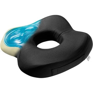 image:imageMountIt Office Seat Cushion Premium Lumbar Support Memory Foam Gel Filling Ergonomic Comfort Chair Use in Car at Desk Home Back Hip Sciatica Cushions  Washable Cover in Black185