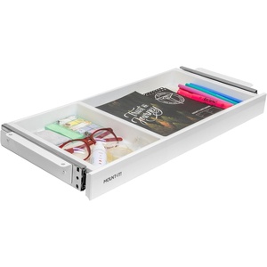 image:imageMountIt Under Desk Drawer Organizer with 2 Compartments Shallow LowProfile SlideOut Desk Tray 207 x 89 x 18 PullOut Pencil Drawer for Traditional amp Standing Desks WhiteWhite