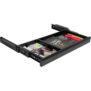image:imageMountIt Under Desk Drawer Organizer with 2 Compartments Shallow LowProfile SlideOut Desk Tray 207 x 89 x 18 PullOut Pencil Drawer for Traditional amp Standing Desks WhiteBlack