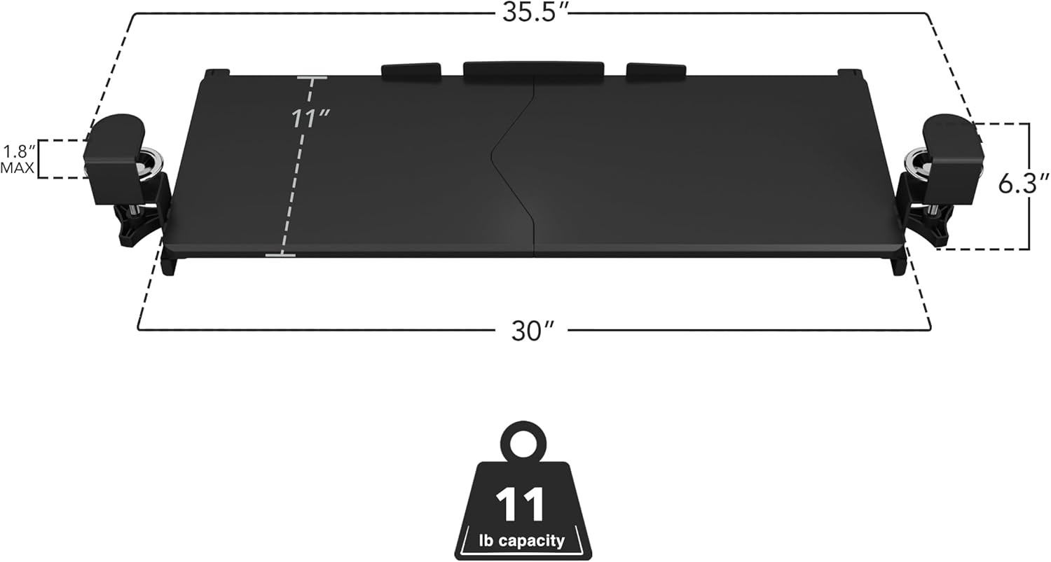 image:imageMountIt 24 ClampOn Under Desk Keyboard Tray SlideOut Keyboard Drawer for Desk Ergonomic PullOut Platform with Smooth Gliding Tracks NoDrill CClamp Mount Under Desk Keyboard Holder30 x 11