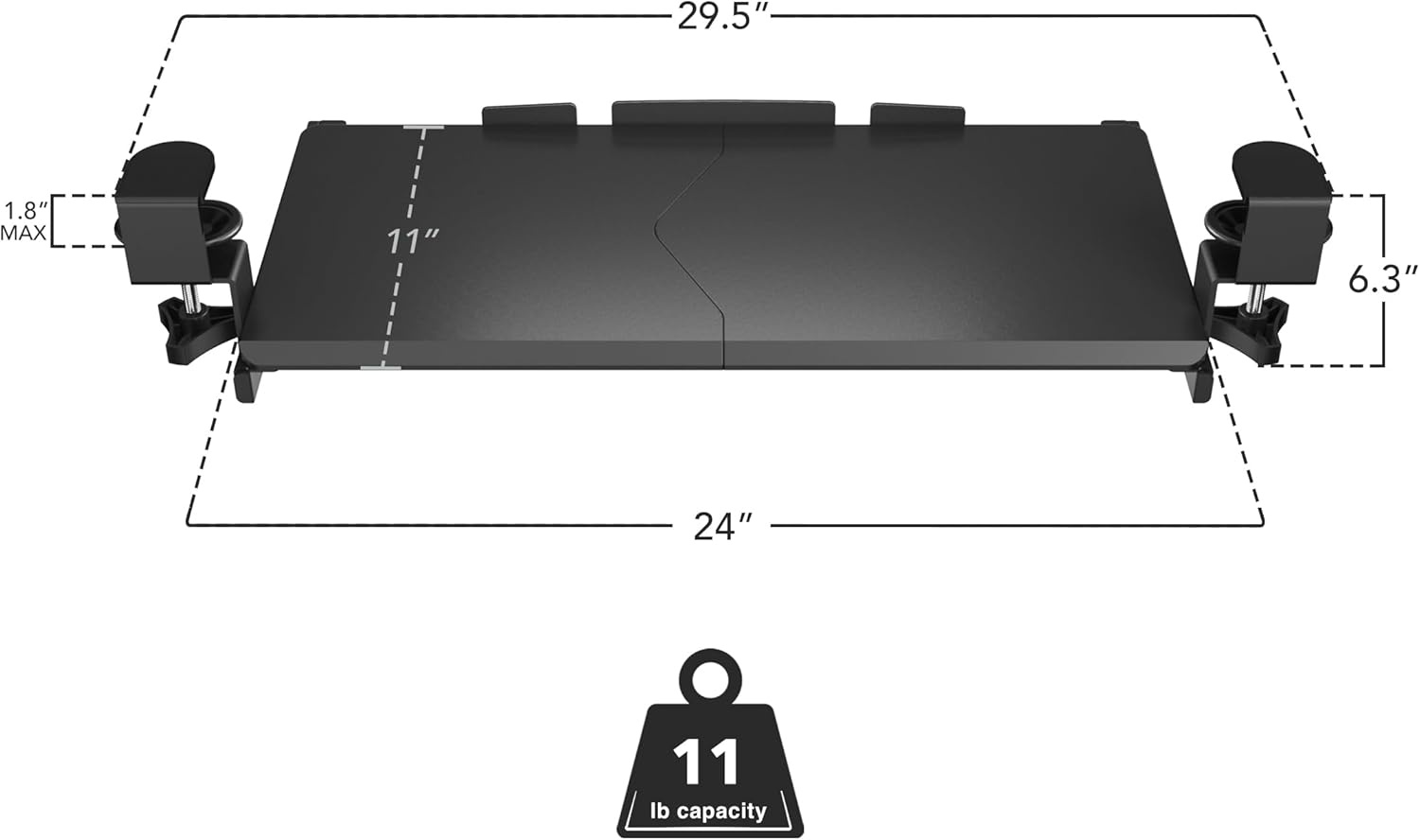 image:imageMountIt 24 ClampOn Under Desk Keyboard Tray SlideOut Keyboard Drawer for Desk Ergonomic PullOut Platform with Smooth Gliding Tracks NoDrill CClamp Mount Under Desk Keyboard Holder24 x 11