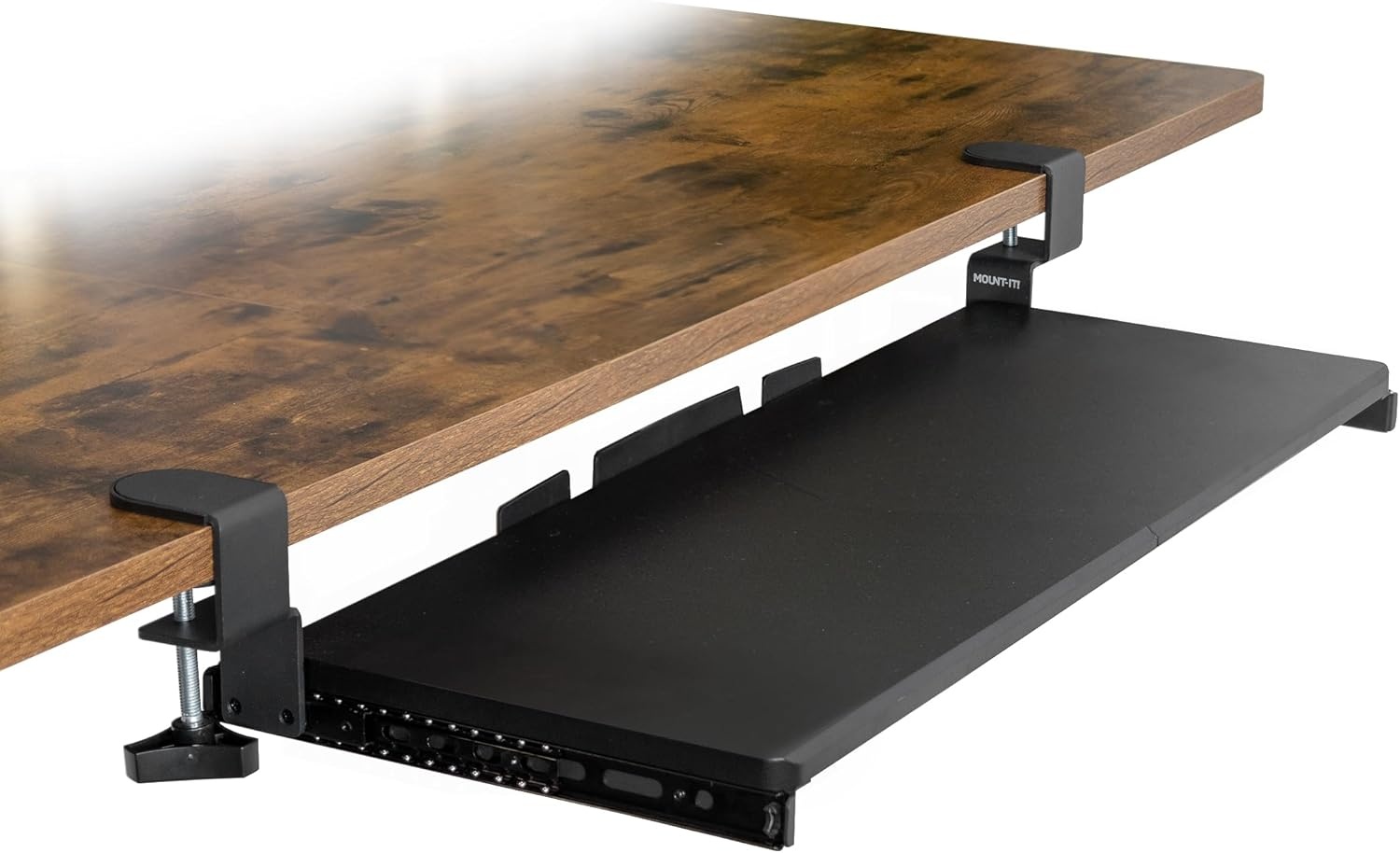 image:imageMountIt 24 ClampOn Under Desk Keyboard Tray SlideOut Keyboard Drawer for Desk Ergonomic PullOut Platform with Smooth Gliding Tracks NoDrill CClamp Mount Under Desk Keyboard Holder30 x 11