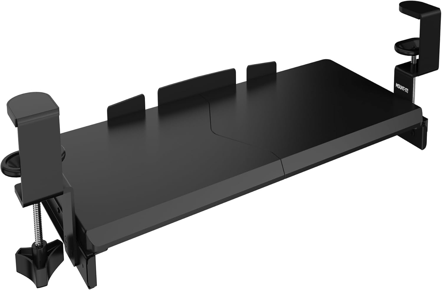 image:imageMountIt 24 ClampOn Under Desk Keyboard Tray SlideOut Keyboard Drawer for Desk Ergonomic PullOut Platform with Smooth Gliding Tracks NoDrill CClamp Mount Under Desk Keyboard Holder24 x 11