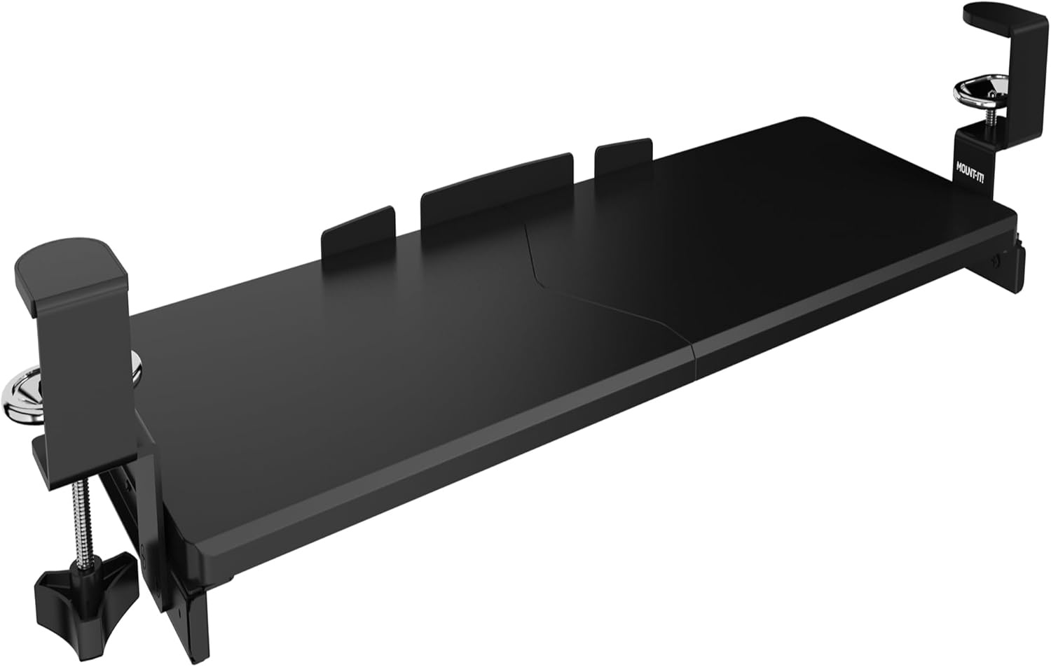 image:imageMountIt 24 ClampOn Under Desk Keyboard Tray SlideOut Keyboard Drawer for Desk Ergonomic PullOut Platform with Smooth Gliding Tracks NoDrill CClamp Mount Under Desk Keyboard Holder30 x 11