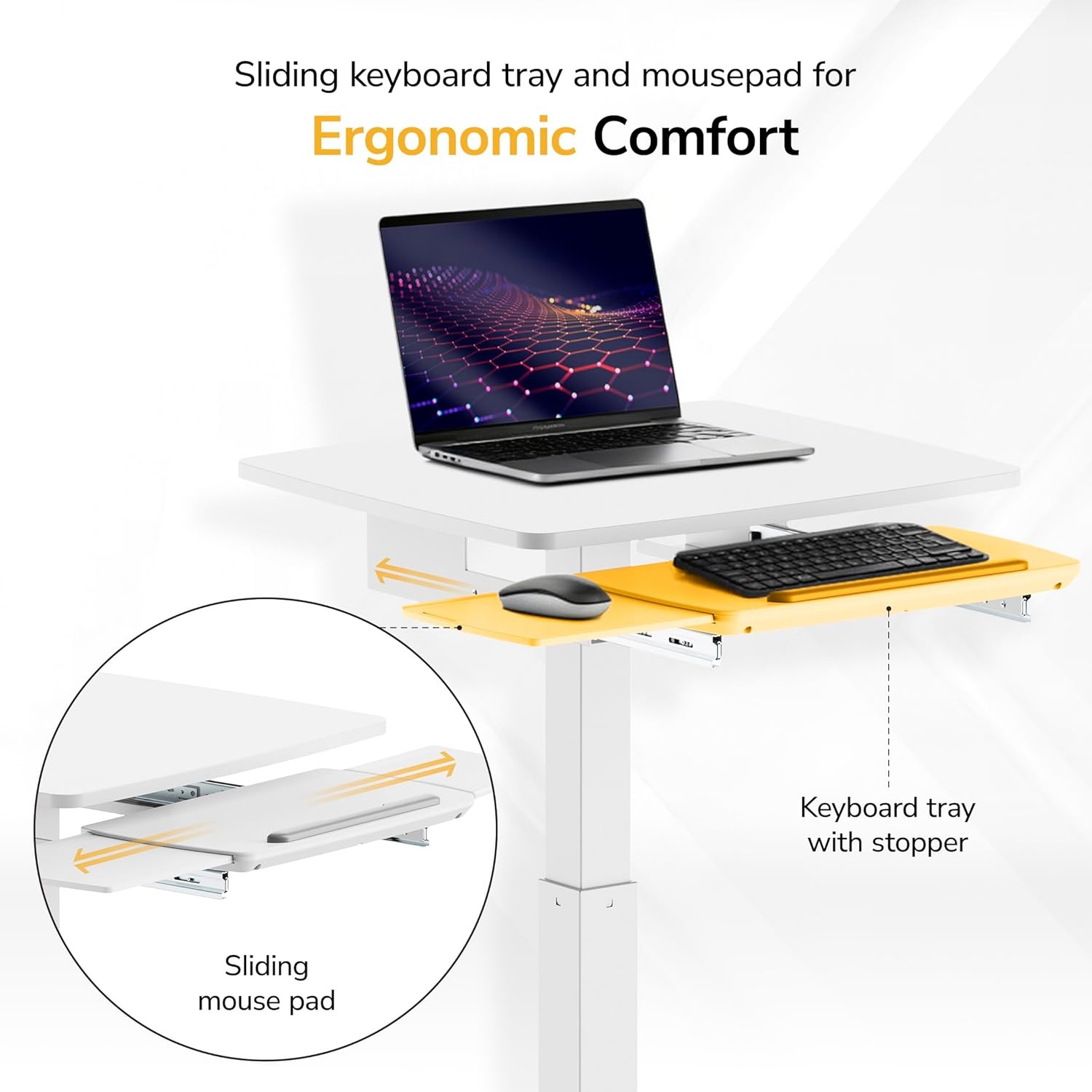 image:imageMountIt Adjustable Rolling Laptop Desk Mobile Standing Desk with Wheels Small SitStand Computer Cart for Home Office or Classroom 296442 Height 236x205 Desktop WhiteWhite
