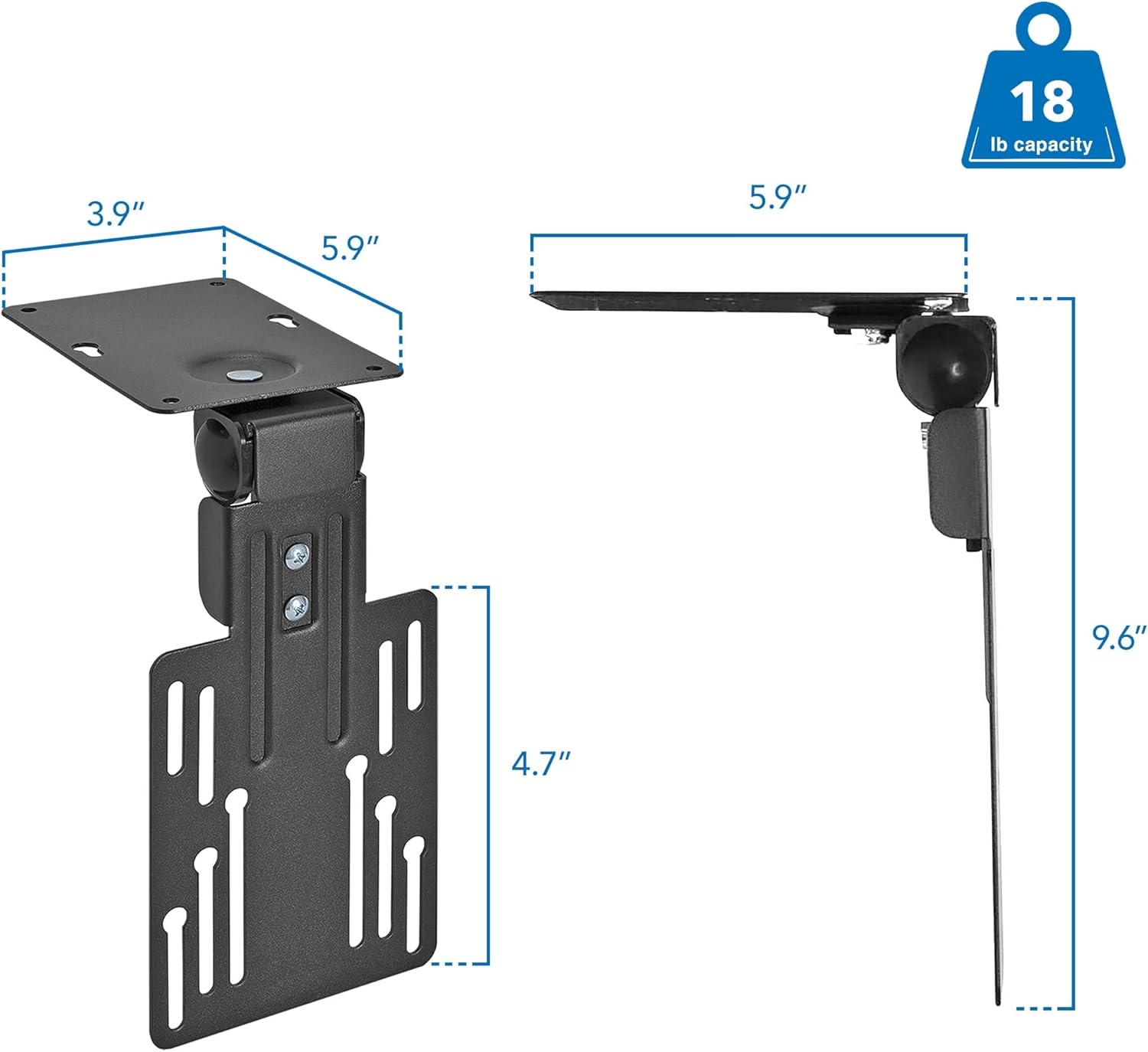 image:imageMountIt Compact Folding Ceiling TV Mount Flip Down and Under Cabinet TV Bracket for Small Screens Up to 24 Inches 90 Tilt and 360 Swivel VESA 50x50 75x75 100x100 Max 18 lbs