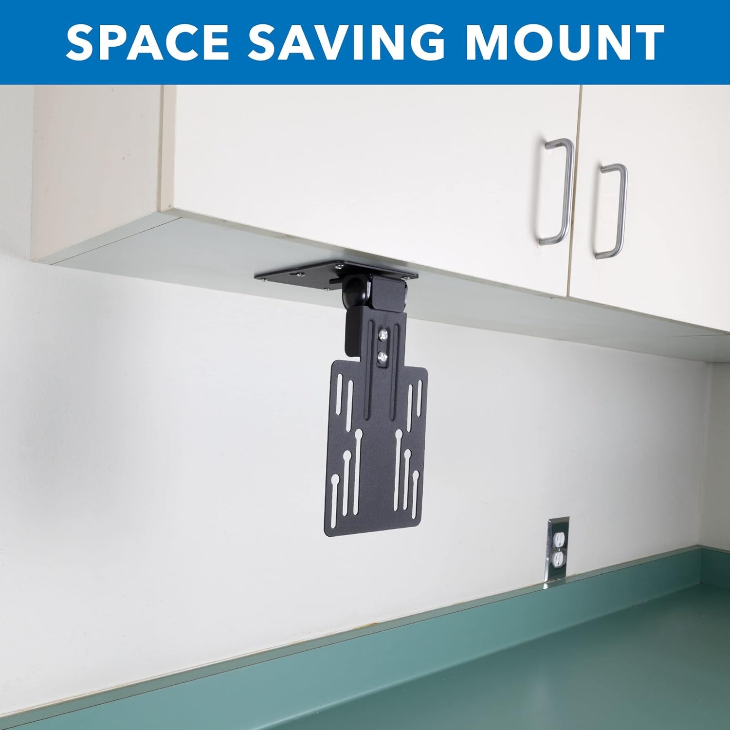 image:imageMountIt Compact Folding Ceiling TV Mount Flip Down and Under Cabinet TV Bracket for Small Screens Up to 24 Inches 90 Tilt and 360 Swivel VESA 50x50 75x75 100x100 Max 18 lbs