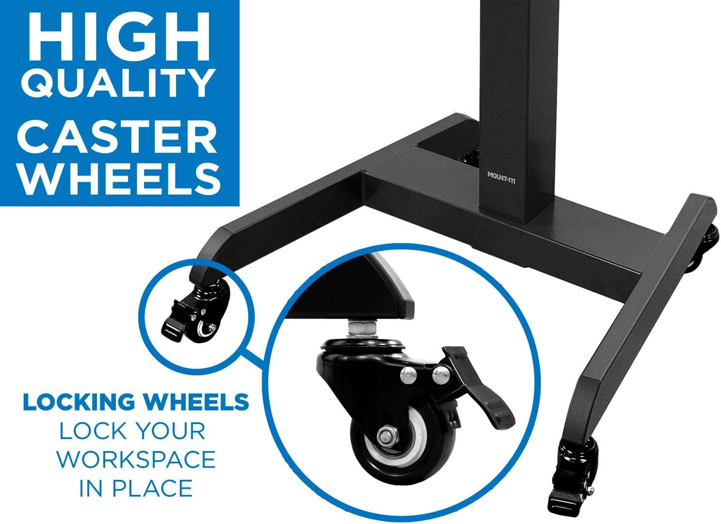 image:imageMountIt Electric Height Adjustable Standing Desk with Wheels Professional Mobile Workstation for Office amp Commercial Use HeavyDuty Rolling Sit Stand Desk