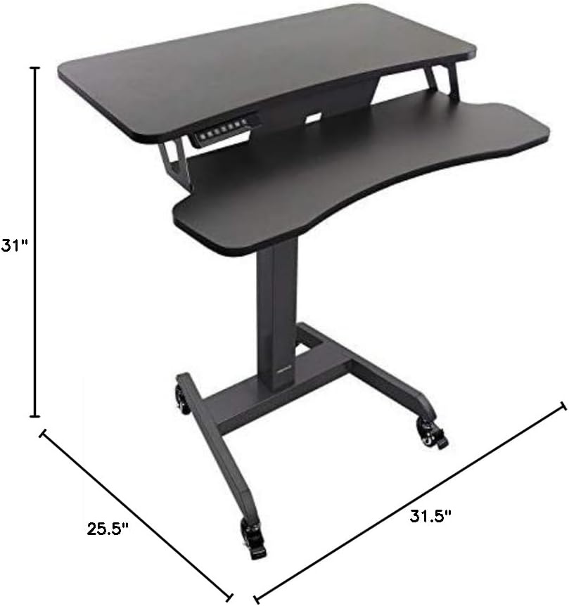 image:imageMountIt Electric Height Adjustable Standing Desk with Wheels Professional Mobile Workstation for Office amp Commercial Use HeavyDuty Rolling Sit Stand Desk