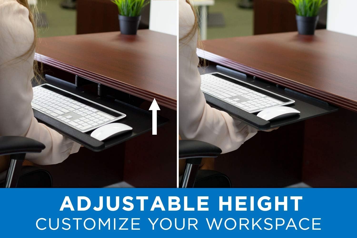 image:imageMountIt Keyboard Tray Under Desk Full Motion Computer Keyboard and Mouse Tray Slide Out Ergonomic Keyboard Drawer with Gel Wrist Pad 26 Wide Tilt Swivel and Height Adjustment Black