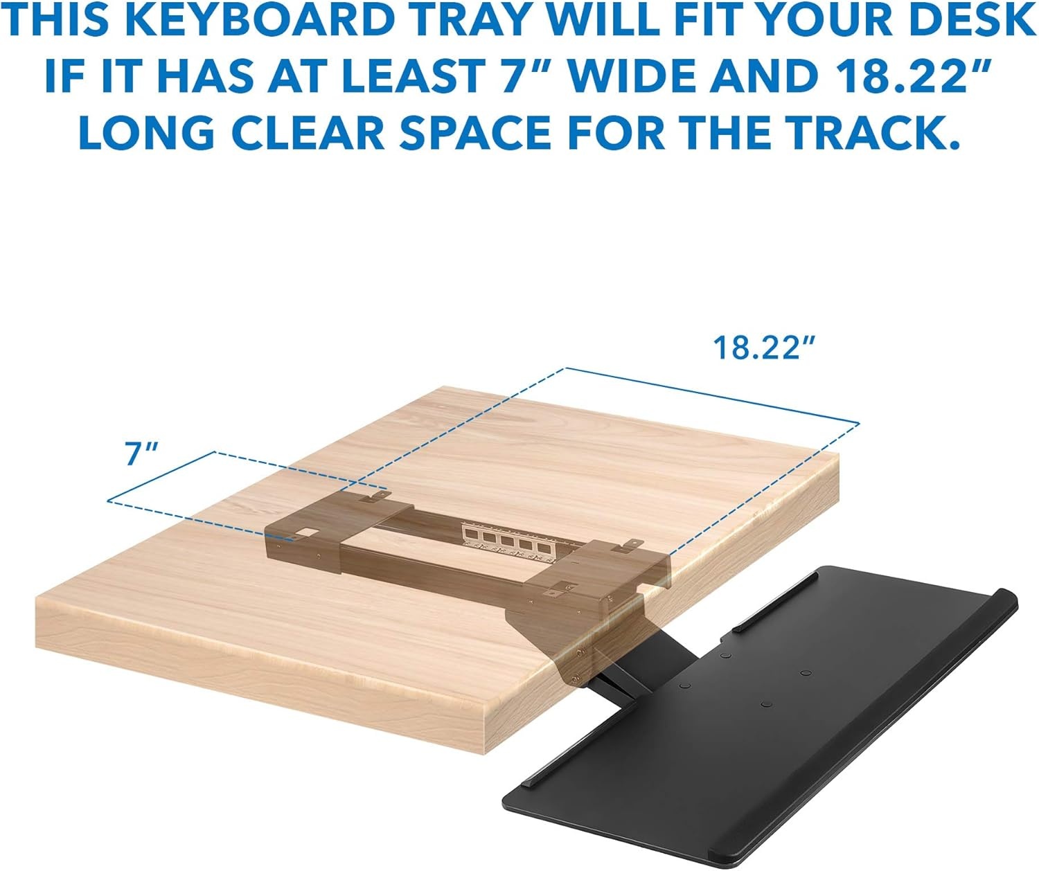 image:imageMountIt Keyboard Tray Under Desk Full Motion Computer Keyboard and Mouse Tray Slide Out Ergonomic Keyboard Drawer with Gel Wrist Pad 26 Wide Tilt Swivel and Height Adjustment Black