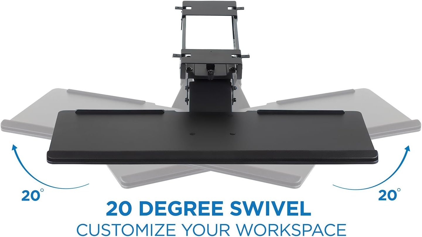 image:imageMountIt Keyboard Tray Under Desk Full Motion Computer Keyboard and Mouse Tray Slide Out Ergonomic Keyboard Drawer with Gel Wrist Pad 26 Wide Tilt Swivel and Height Adjustment Black