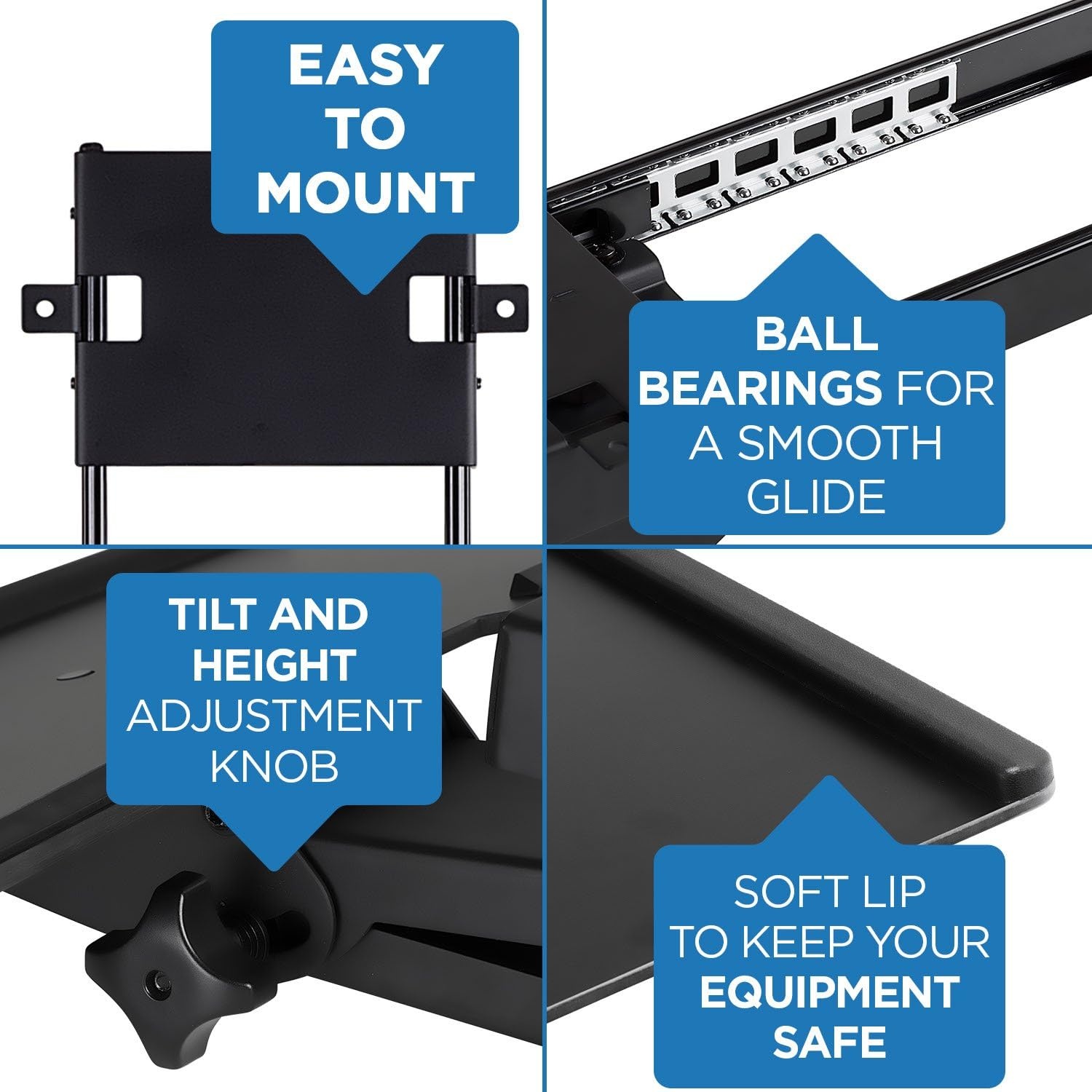 image:imageMountIt Keyboard Tray Under Desk Full Motion Computer Keyboard and Mouse Tray Slide Out Ergonomic Keyboard Drawer with Gel Wrist Pad 26 Wide Tilt Swivel and Height Adjustment Black