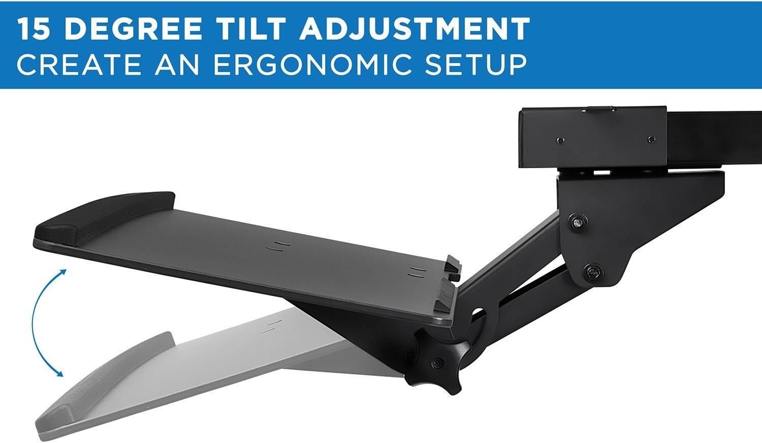 image:imageMountIt Keyboard Tray Under Desk Full Motion Computer Keyboard and Mouse Tray Slide Out Ergonomic Keyboard Drawer with Gel Wrist Pad 26 Wide Tilt Swivel and Height Adjustment Black