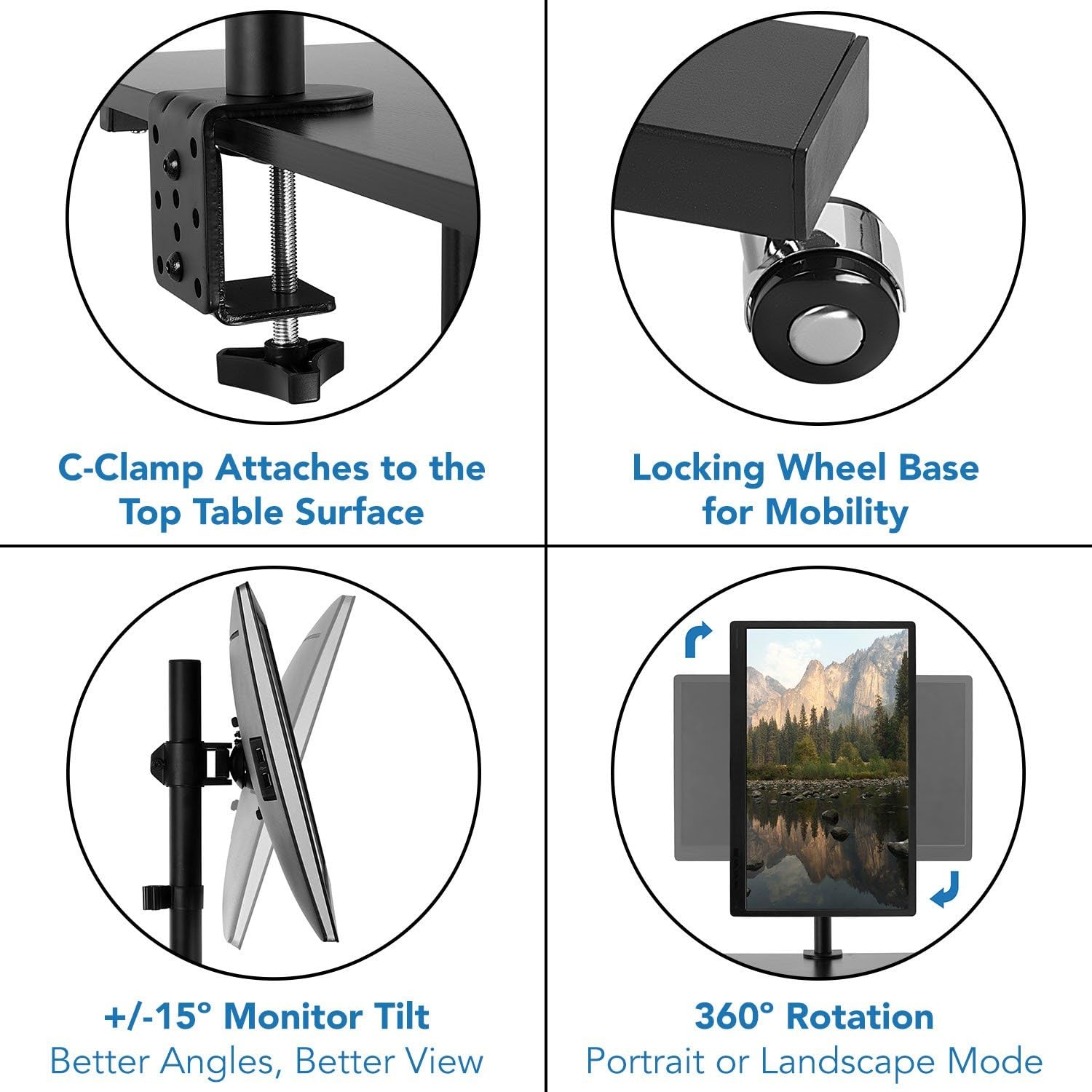 image:imageMountIt Rolling Adjustable StandUp Desk with Monitor Arm Mobile Computer Workstation amp Presentation Cart in Black Color MI7942B