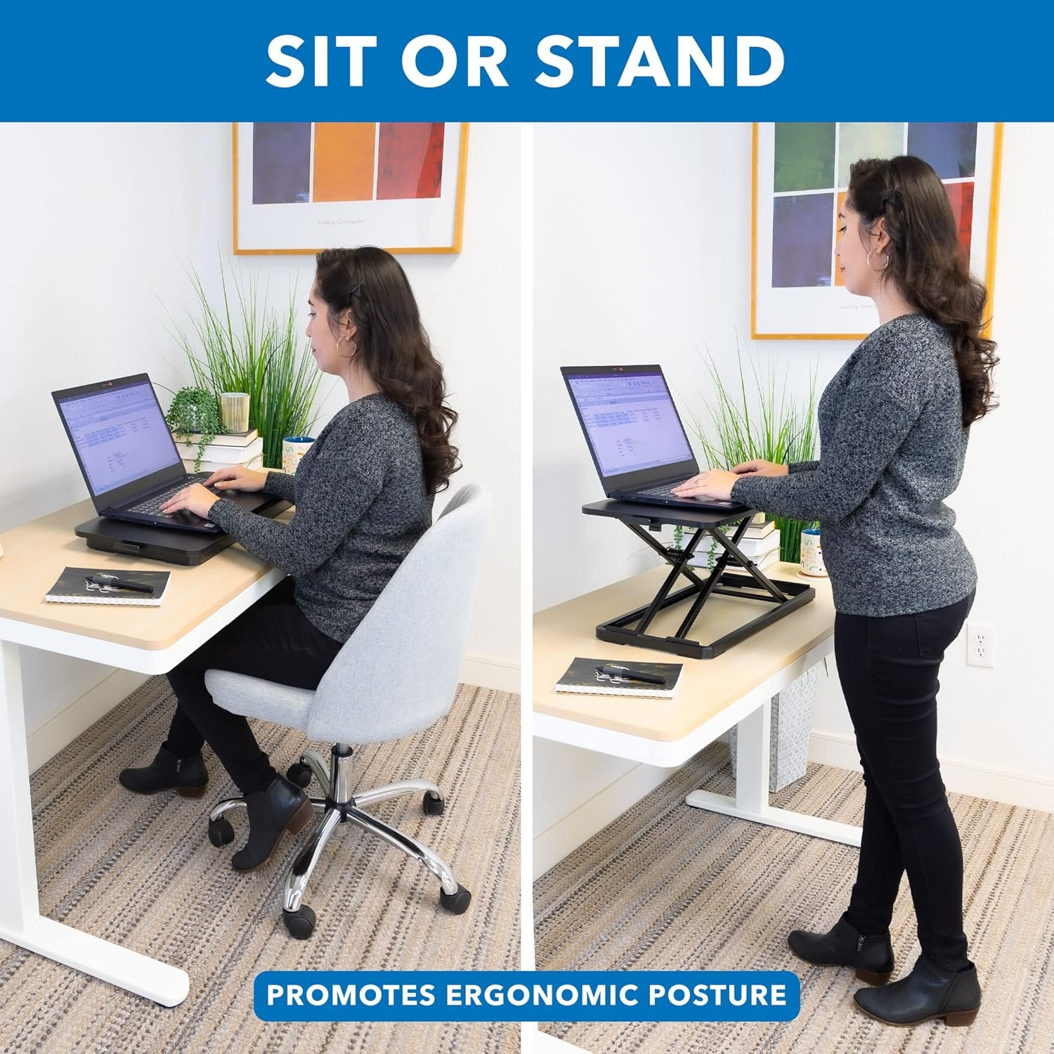 image:imageMountIt Standing Keyboard Tray Height Adjustable Keyboard and Mouse Riser for Desk Sit Stand Keyboard Platform Large 236 x 118 Surface for Keyboard Mouse or Laptop