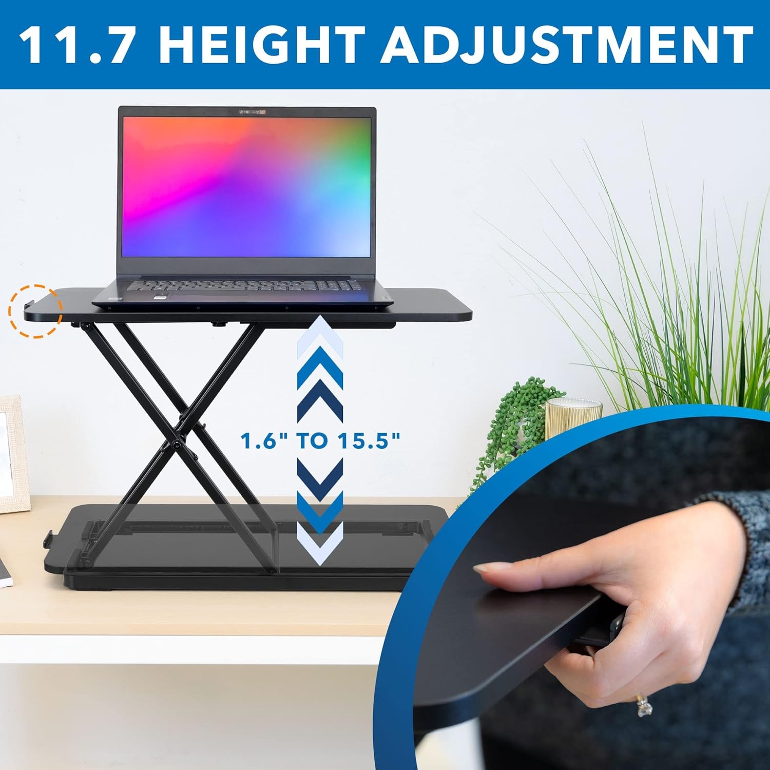 image:imageMountIt Standing Keyboard Tray Height Adjustable Keyboard and Mouse Riser for Desk Sit Stand Keyboard Platform Large 236 x 118 Surface for Keyboard Mouse or Laptop