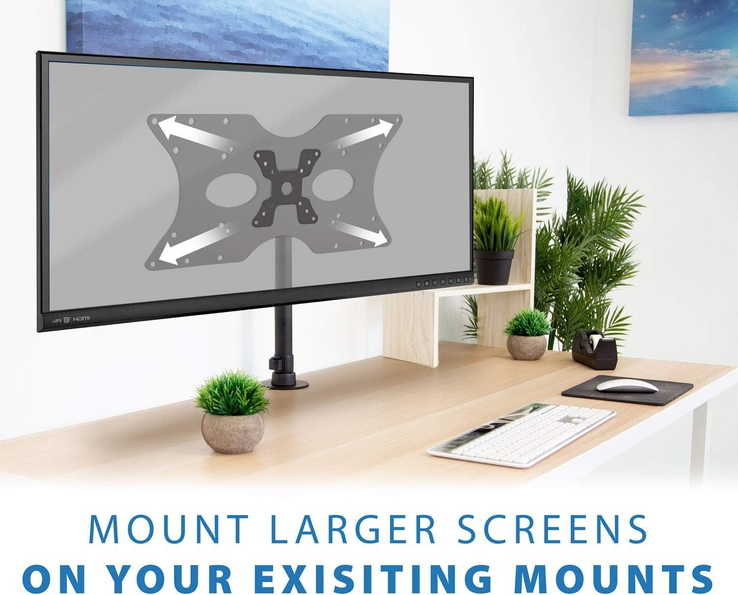 image:imageMountIt Steel VESA Adapter Plate Bracket Conversion Kit for TV and Monitor Mounts Expands 50x50 75x75 100x100 200x100 200x200 to Larger VESA Patterns Up to 400x200mm Fits 3255 Screens