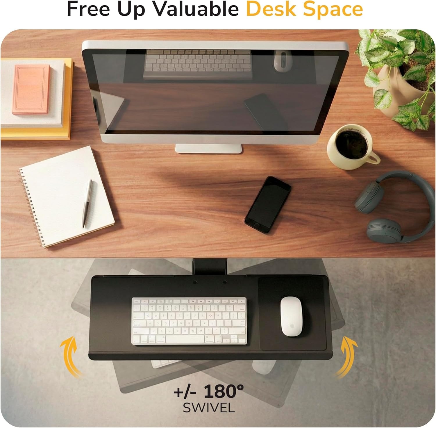 image:imageMountIt Under Desk Keyboard Tray Adjustable SlideOut Keyboard amp Mouse Platform 265 W 10 D Ergonomic Wrist Rest Height Tilt amp Swivel HeavyDuty BoltOn Keyboard Drawer