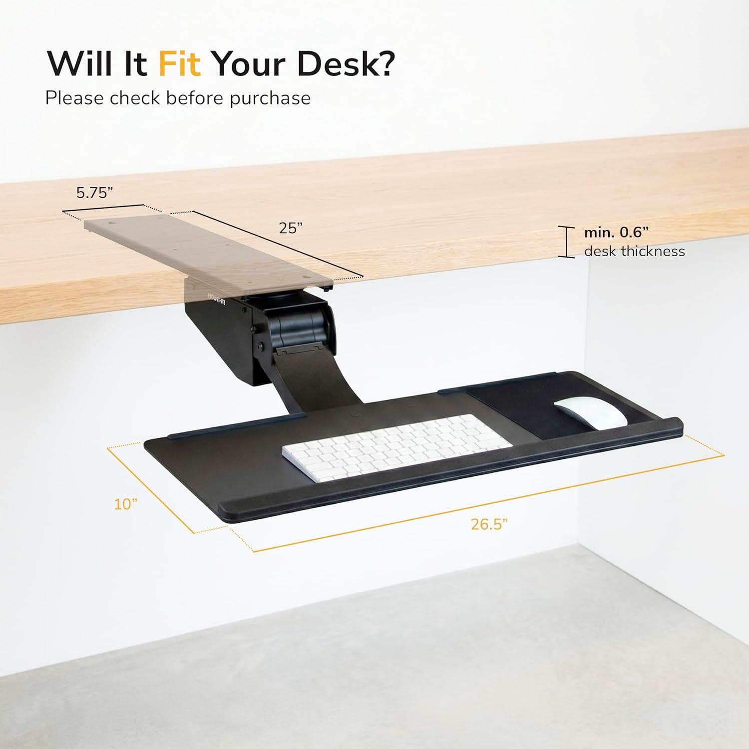 image:imageMountIt Under Desk Keyboard Tray Adjustable SlideOut Keyboard amp Mouse Platform 265 W 10 D Ergonomic Wrist Rest Height Tilt amp Swivel HeavyDuty BoltOn Keyboard Drawer