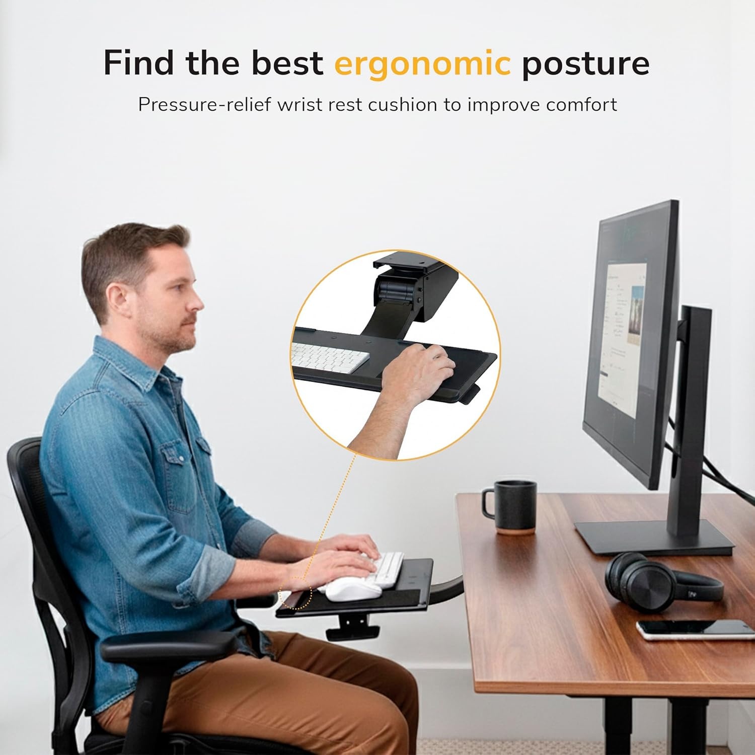image:imageMountIt Under Desk Keyboard Tray Adjustable SlideOut Keyboard amp Mouse Platform 265 W 10 D Ergonomic Wrist Rest Height Tilt amp Swivel HeavyDuty BoltOn Keyboard Drawer