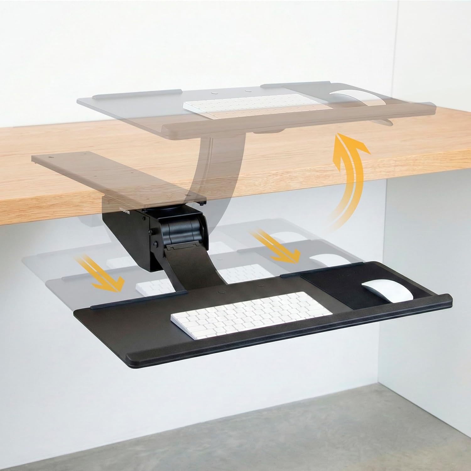 image:imageMountIt Under Desk Keyboard Tray Adjustable SlideOut Keyboard amp Mouse Platform 265 W 10 D Ergonomic Wrist Rest Height Tilt amp Swivel HeavyDuty BoltOn Keyboard Drawer