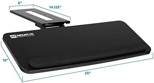 image:imageMountIt Under Desk Keyboard Tray SlideOut Keyboard Drawer with Height Tilt and Swivel Adjustment 25 x 10 Keyboard amp Mouse Platform with Wrist Rest BoltOn Under Desk Mount