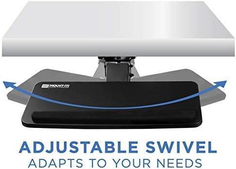 image:imageMountIt Under Desk Keyboard Tray SlideOut Keyboard Drawer with Height Tilt and Swivel Adjustment 25 x 10 Keyboard amp Mouse Platform with Wrist Rest BoltOn Under Desk Mount