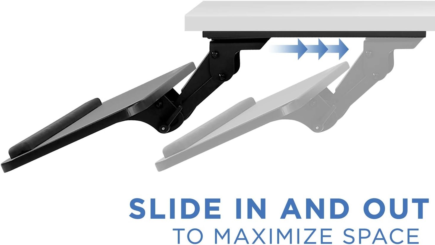 image:imageMountIt Under Desk Keyboard Tray SlideOut Keyboard Drawer with Height Tilt and Swivel Adjustment 25 x 10 Keyboard amp Mouse Platform with Wrist Rest BoltOn Under Desk Mount