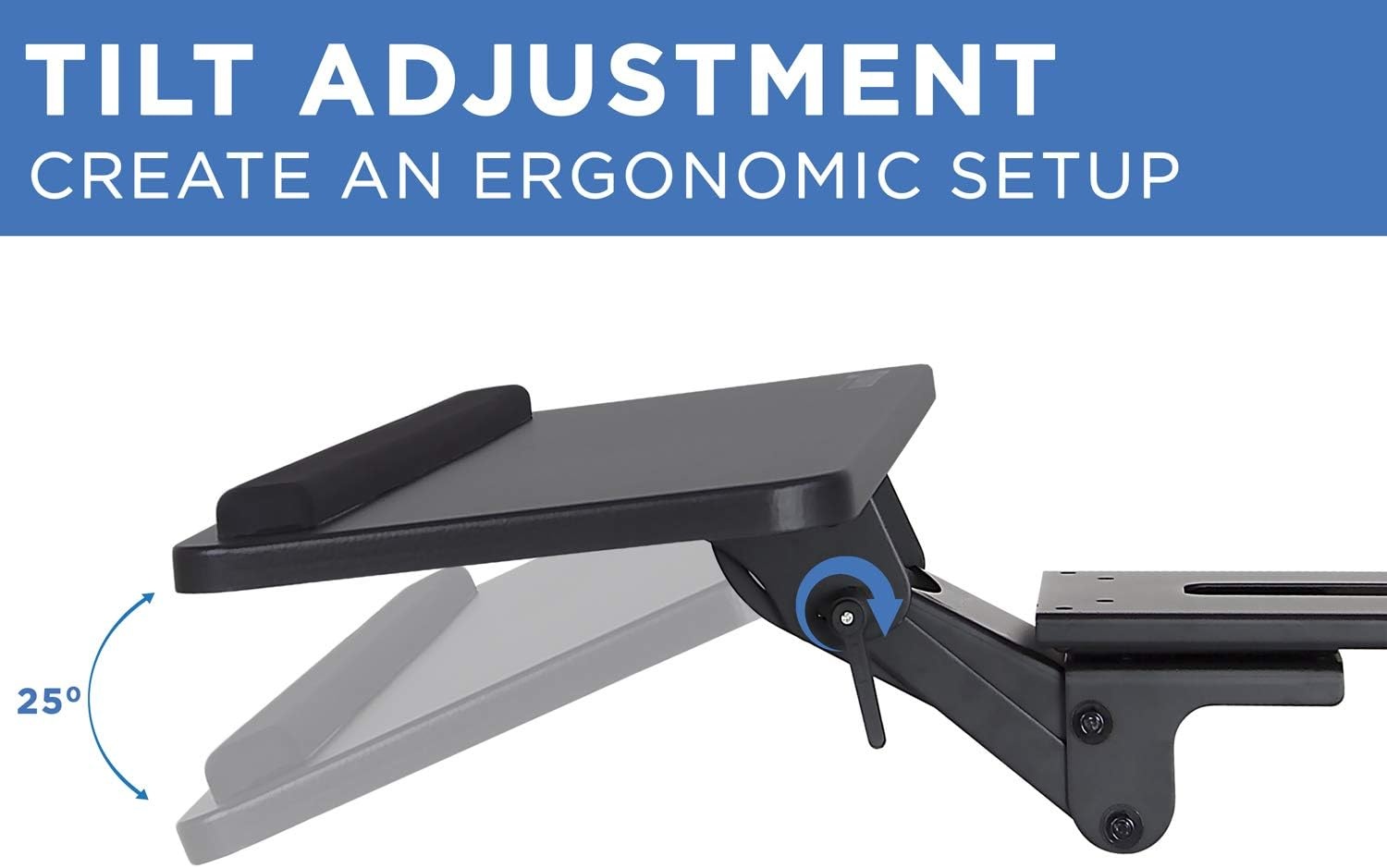 image:imageMountIt Under Desk Keyboard Tray SlideOut Keyboard Drawer with Height Tilt and Swivel Adjustment 25 x 10 Keyboard amp Mouse Platform with Wrist Rest BoltOn Under Desk Mount