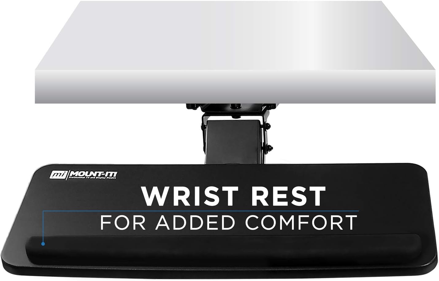 image:imageMountIt Under Desk Keyboard Tray SlideOut Keyboard Drawer with Height Tilt and Swivel Adjustment 25 x 10 Keyboard amp Mouse Platform with Wrist Rest BoltOn Under Desk Mount