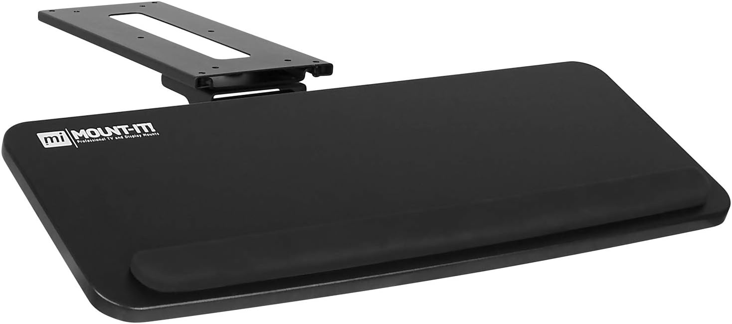 image:imageMountIt Under Desk Keyboard Tray SlideOut Keyboard Drawer with Height Tilt and Swivel Adjustment 25 x 10 Keyboard amp Mouse Platform with Wrist Rest BoltOn Under Desk Mount