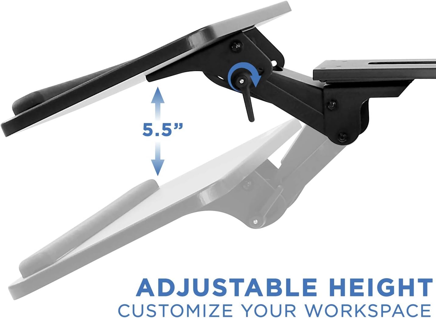 image:imageMountIt Under Desk Keyboard Tray SlideOut Keyboard Drawer with Height Tilt and Swivel Adjustment 25 x 10 Keyboard amp Mouse Platform with Wrist Rest BoltOn Under Desk Mount