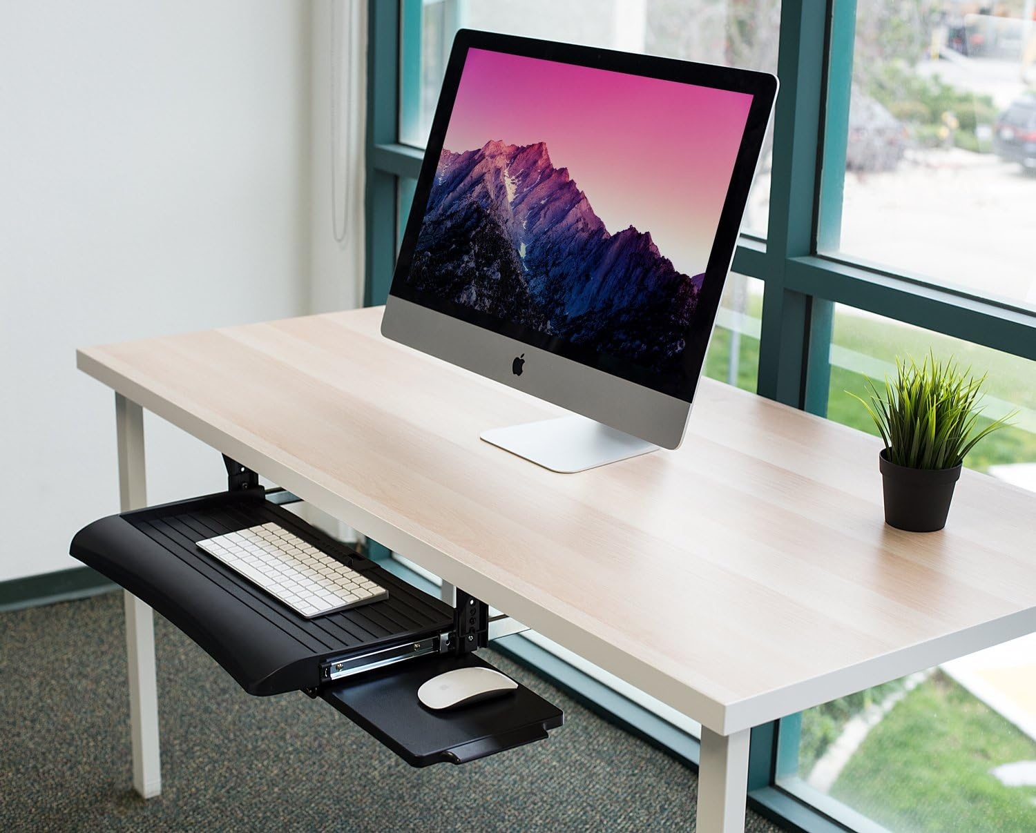 image:imageMountIt Under Desk Keyboard Tray SlideOut Keyboard amp Mouse Drawer 21 W 1175 D Adjustable Height Platform with Left or Right Mouse Tray BoltOn Under Desk Keyboard Holder for Home Office