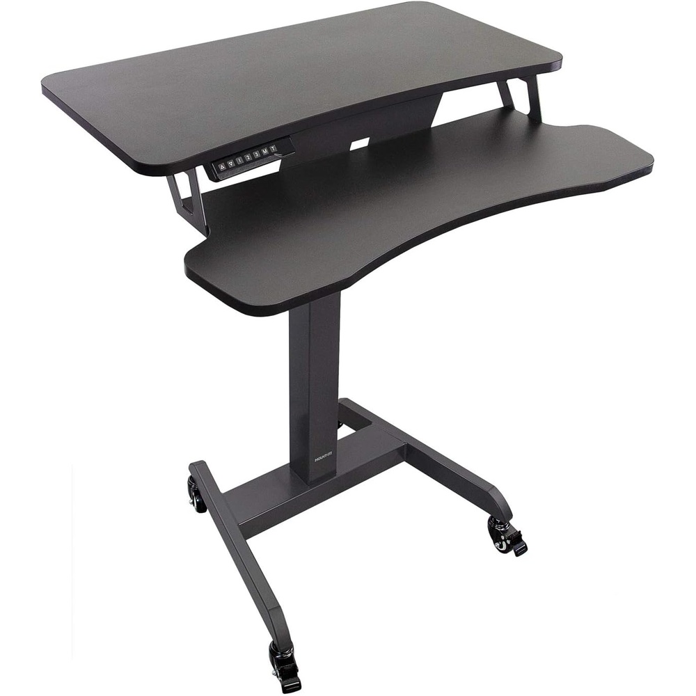image:imageMountIt Electric Height Adjustable Standing Desk with Wheels Professional Mobile Workstation for Office amp Commercial Use HeavyDuty Rolling Sit Stand Desk
