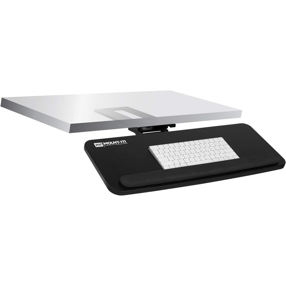 image:imageMountIt Under Desk Keyboard Tray SlideOut Keyboard Drawer with Height Tilt and Swivel Adjustment 25 x 10 Keyboard amp Mouse Platform with Wrist Rest BoltOn Under Desk Mount