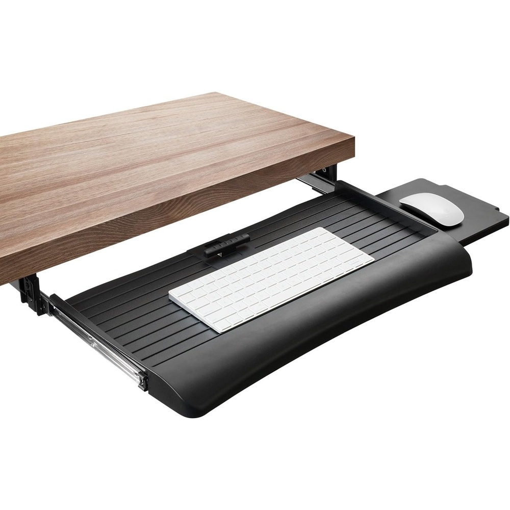image:imageMountIt Under Desk Keyboard Tray SlideOut Keyboard amp Mouse Drawer 21 W 1175 D Adjustable Height Platform with Left or Right Mouse Tray BoltOn Under Desk Keyboard Holder for Home Office