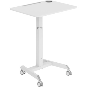 image:imageMountIt Laptop Cart Rolling Desk Adjustable Height with 285 x 22 Tabletop Ergonomic SitStand Workstation on Wheels Portable for Home Office Dorm Classroom White