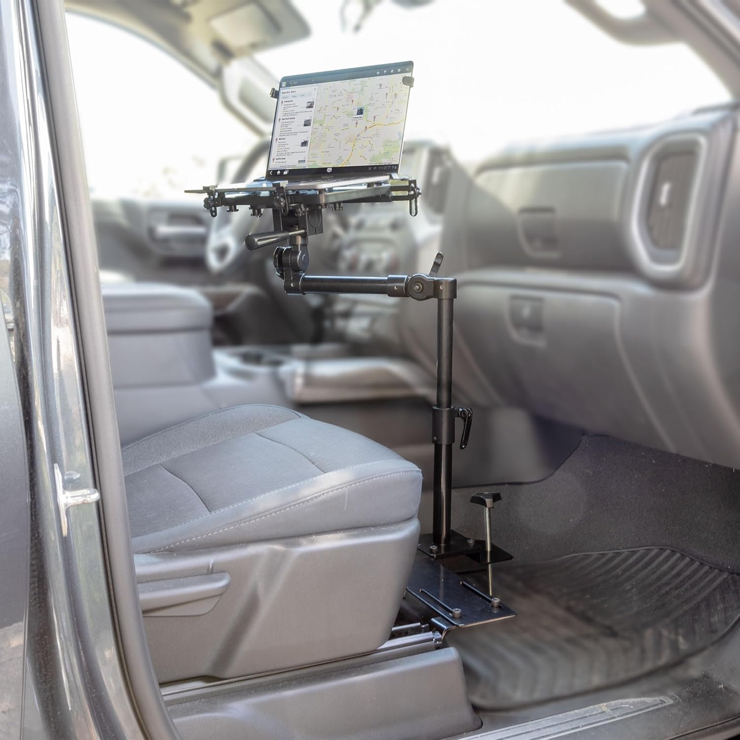 image:imageMountIt Car Laptop Mount NoDrill Passenger Seat Laptop Stand with Cooling Tray for Up to 17 Laptops amp Tablets Adjustable Full Motion Vehicle Laptop Mount